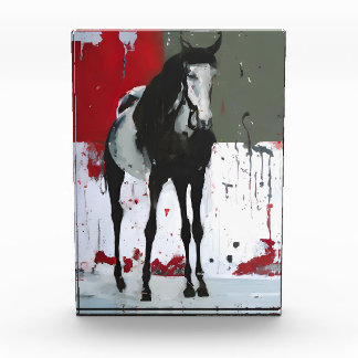 Pinto Horse Spritzer Malerei Fotoblock