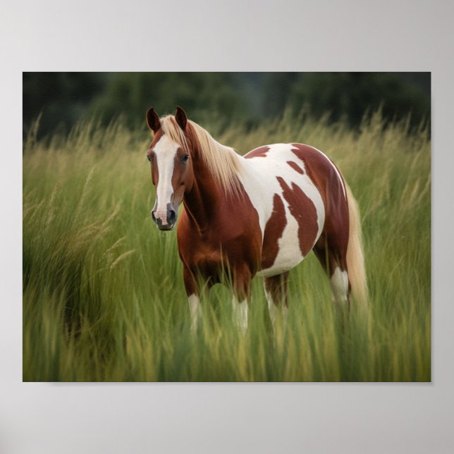 Pinto Mustang Horse in Groß Poster (Vorne)