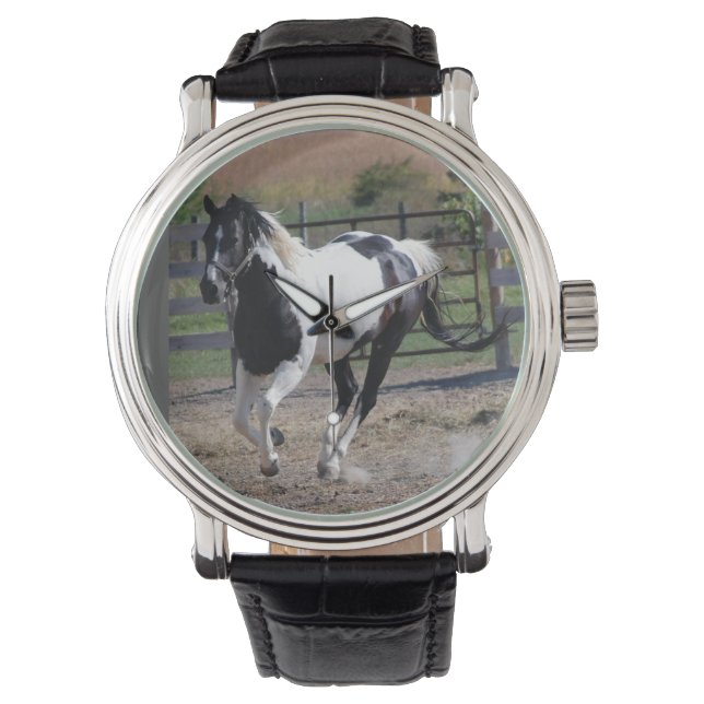 Pinto Paint Horse Armbanduhr (Vorderseite)