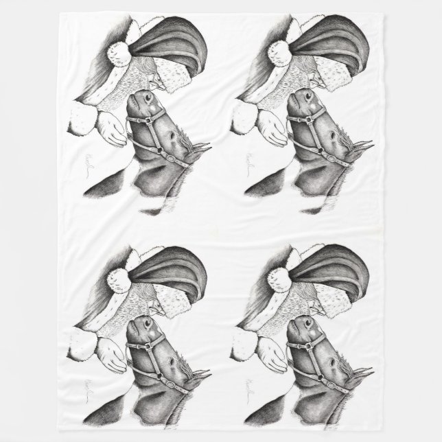 Pinto Pferd und der Weihnachtsmann Fleecedecke (Vorderseite)