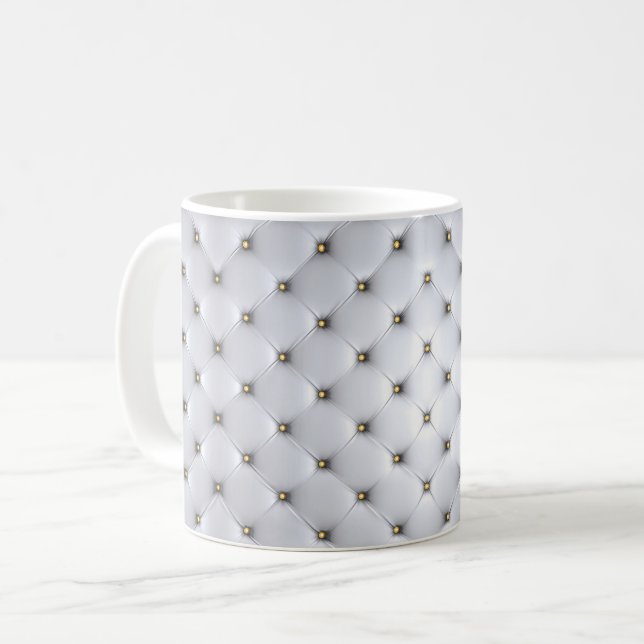 Pintuck-Look weiß und gold elegant Kaffeetasse (Vorderseite Links)