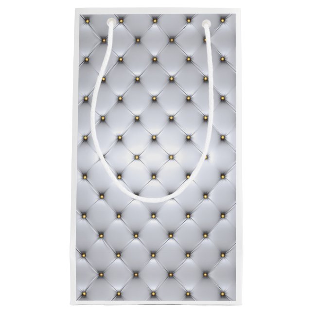 Pintuck-Look weiß und gold elegant Kleine Geschenktüte (Vorderseite)