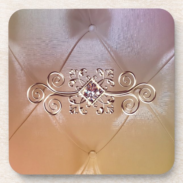 Pintucksatin und rosa Diamant-Look Untersetzer (Vorderseite)