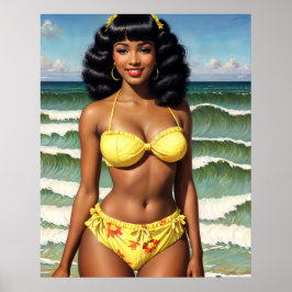 Pinup Black Girl Melanin Bikini Poster