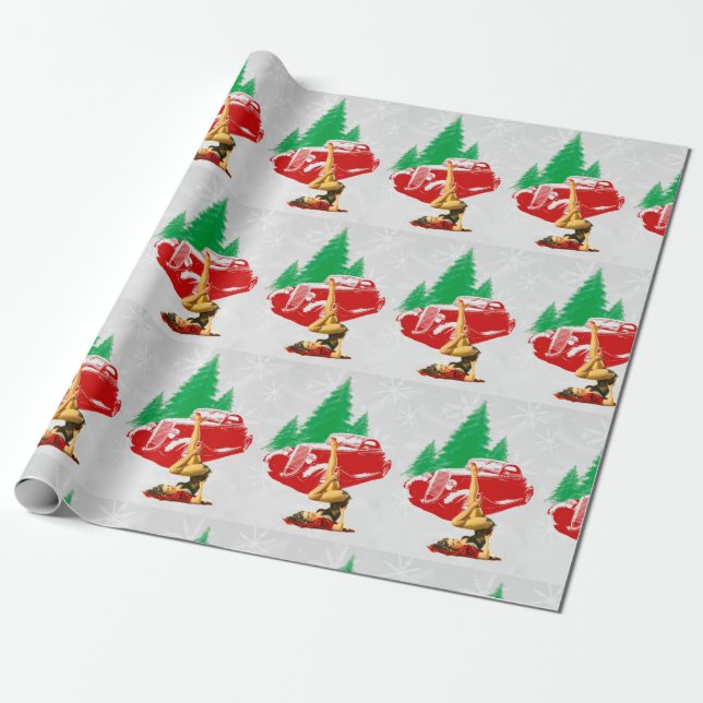 PinUp Girl Classic Car Wrapping Paper Geschenkpapier (Ungerollt)