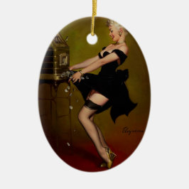 Pinup-Girl für Vintage Steckplätze Keramikornament