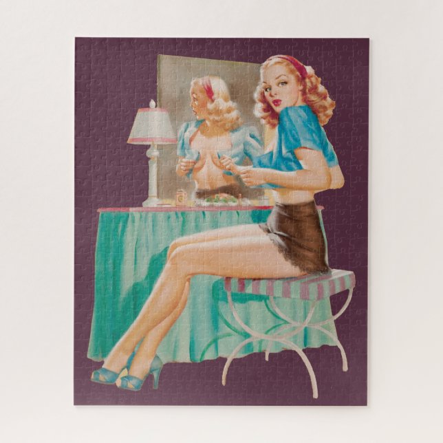 Pinup Girl Getting Dressed Puzzle (Vertikal)