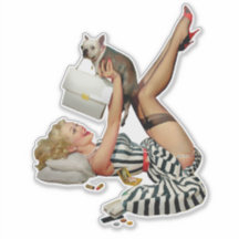 Pinup-Girl mit Welpe Alberto vargas vintage
