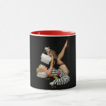 Pinup-Girl mit Welpe Alberto Vargas vintage