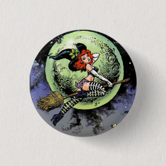 Pinup-Hexe-Knopf Button