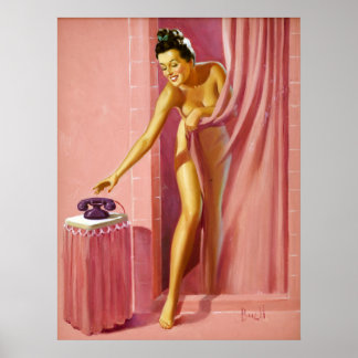 Pinup in Dusche Poster