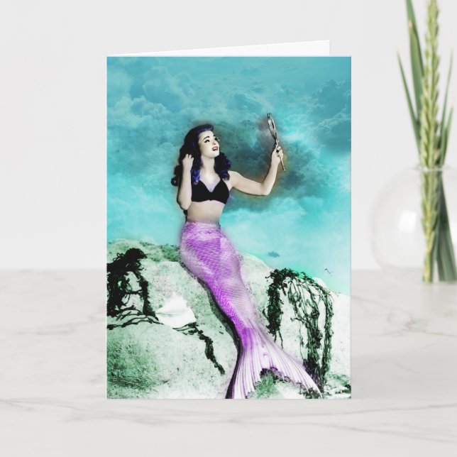 Pinup Mermaid Grußkarte Karte (Vorderseite)
