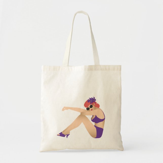Pinup mit lila Badeanzug Tragetasche (Vorne)