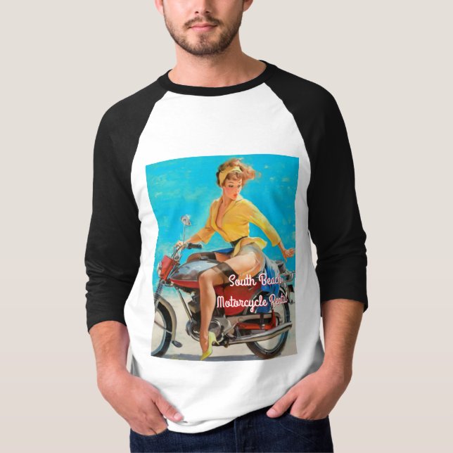 Pinup Motorrad T-Shirt (Vorderseite)