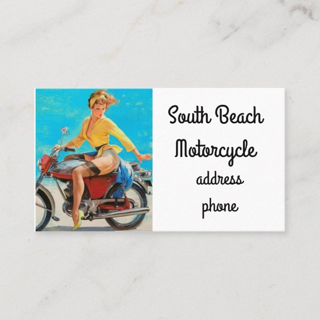Pinup-Motorrad Visitenkarte (Vorderseite)
