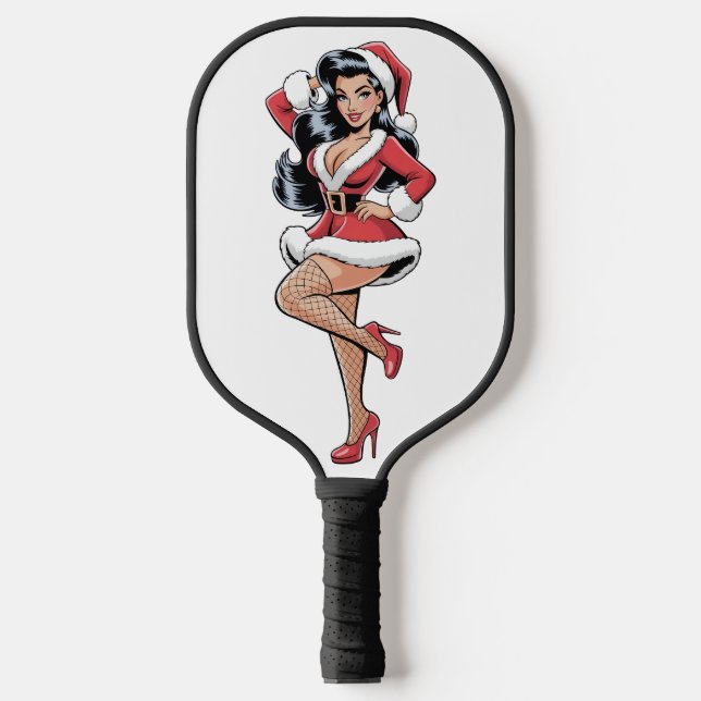 Pinup Santa Babe Pickleball Schläger (Vorderseite)