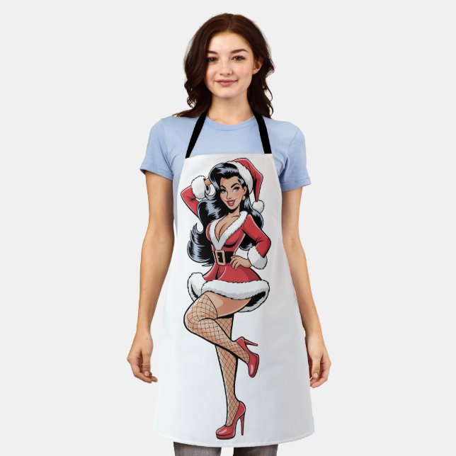 Pinup Santa Babe Schürze (Getragen)