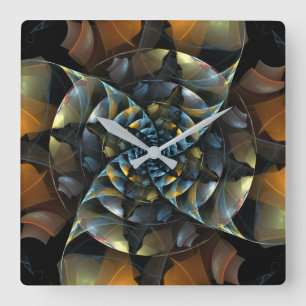 Pinwheel Abstract Art Square Quadratische Wanduhr