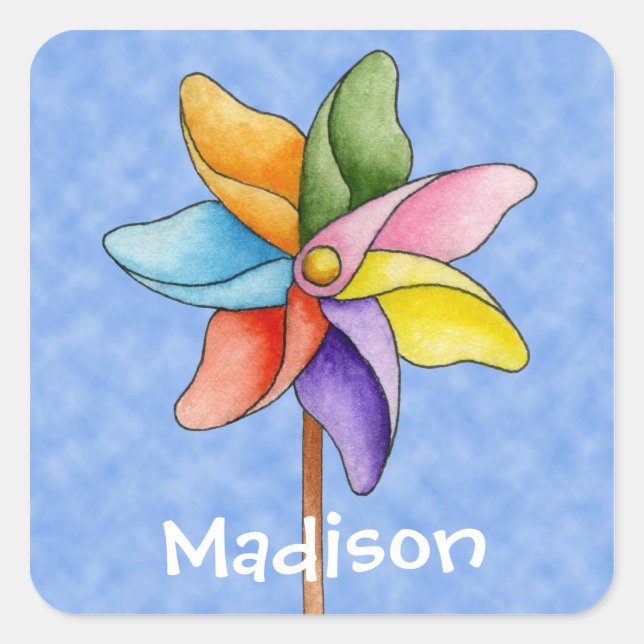 Pinwheel-Aufkleber Quadratischer Aufkleber (Vorderseite)