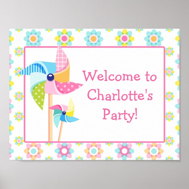 Pinwheel Birthday Party Sign Poster (Vorne)
