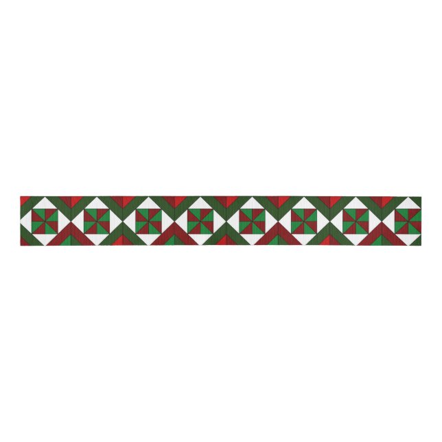 Pinwheel Diamond Christmas Quilt Ripsband (Vorderseite)