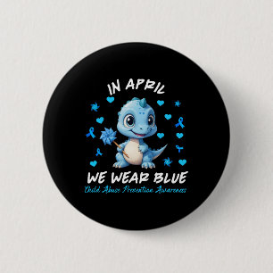 Pinwheel Dino Im April tragen wir Blau Kinderschut Button