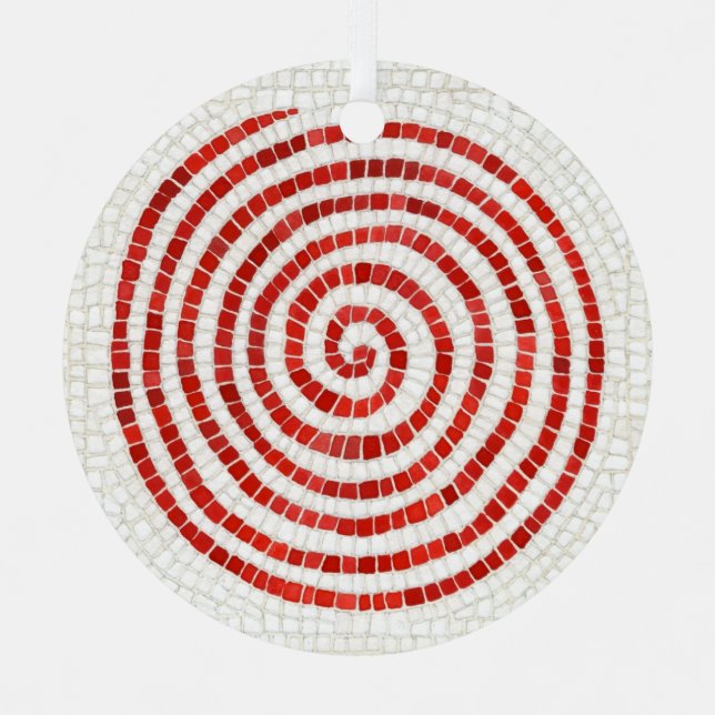 PINWHEEL MOSAIC Metal Round Ornament (Vorderseite)