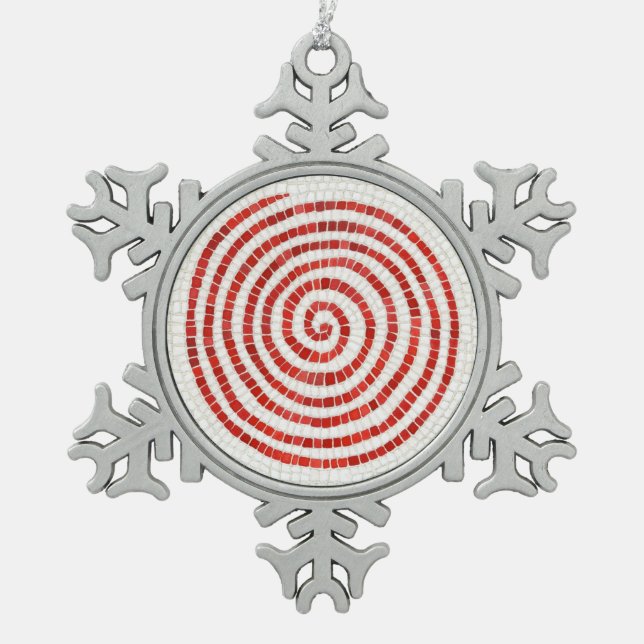 PINWHEEL MOSAIC Pewter Snowflake Ornament (Vorderseite)