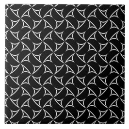 Pinwheel Spiral White Abstract Line Pattern Fliese