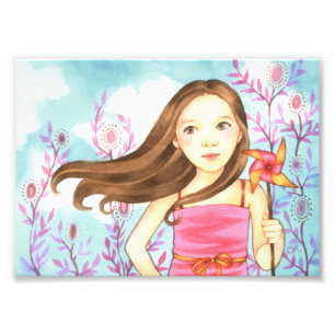 Pinwheel Summer Children's Illustration Print Fotodruck