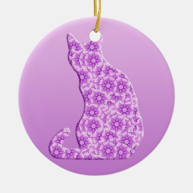 Pinwheels Katze - Lavendel, lila Keramik Ornament (Vorne)