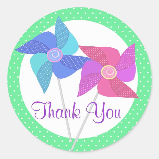 Pinwheels und Polka Dots Runder Aufkleber (Vorderseite)