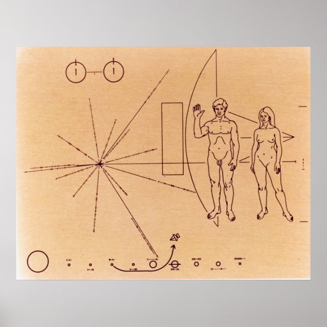 Pioneer 10's Plaque Graved Gold-Anodized Plate Poster (Vorne)