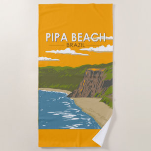 Pipa Beach Brasil Reise Kunst Vintage Strandtuch