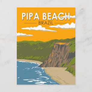 Pipa Beach Brasilien Reise Kunst Vintage Postkarte