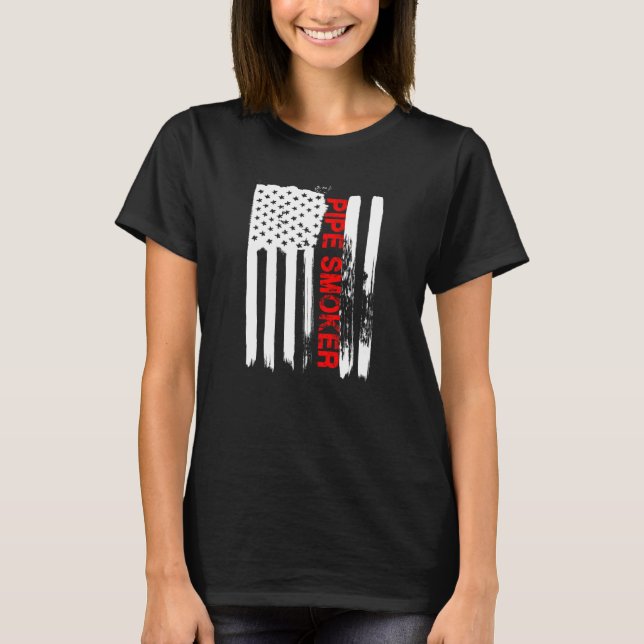 Pipe Smoker TShirt Old School Tobacco USA Flag Gif (Vorderseite)