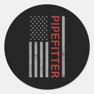 Pipefitter Patriotic Usa Flag Welding Fan Welder Runder Aufkleber