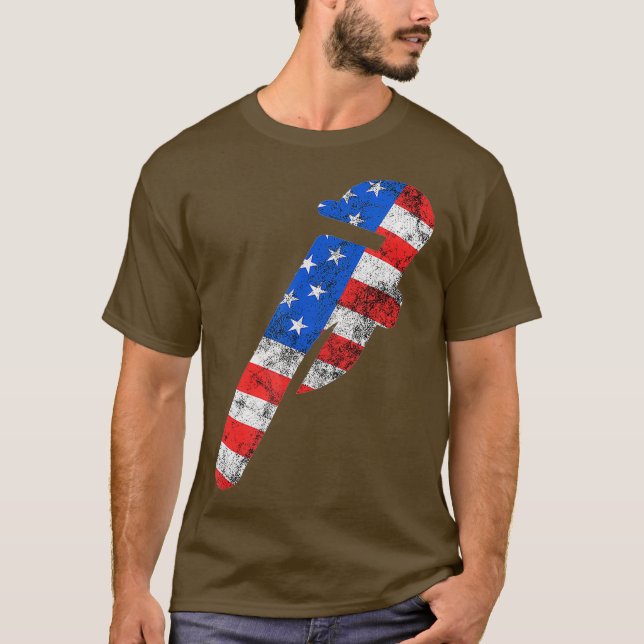 Pipefitter Pipe American Flag 4. T-Shirt (Vorderseite)