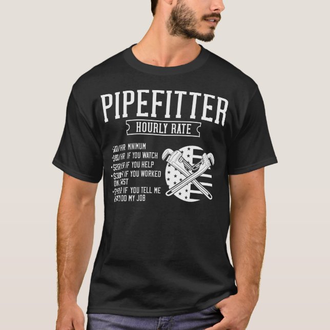 Pipefitter Steamfitter Plumber USA Flag T-Shirt (Vorderseite)