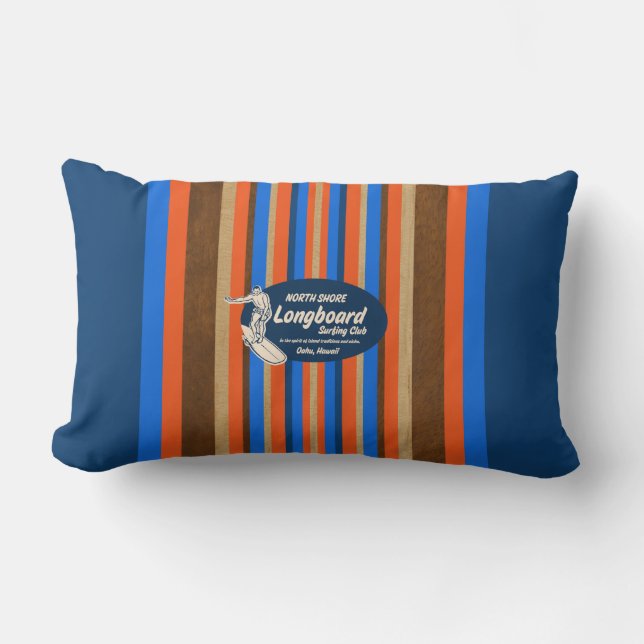 Pipeline Hawaii Surfboard Reversible Lumbar Pillow Lendenkissen (Vorderseite)