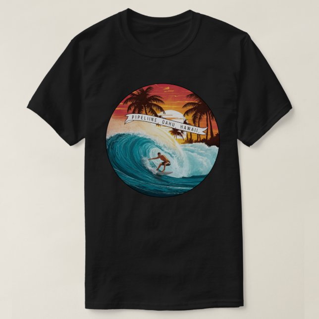 Pipeline, Oahu, Hawaii T-Shirt (Design vorne)