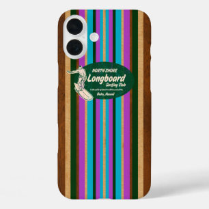 Pipeline Surfboard Hawaiian Streifen Lila iPhone 16 Plus Hülle