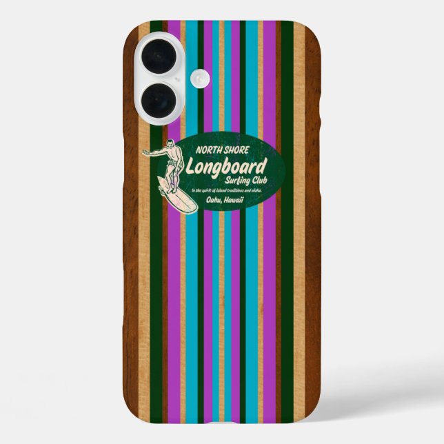 Pipeline Surfboard Hawaiian Streifen Lila Case-Mate iPhone Hülle (Rückseite)