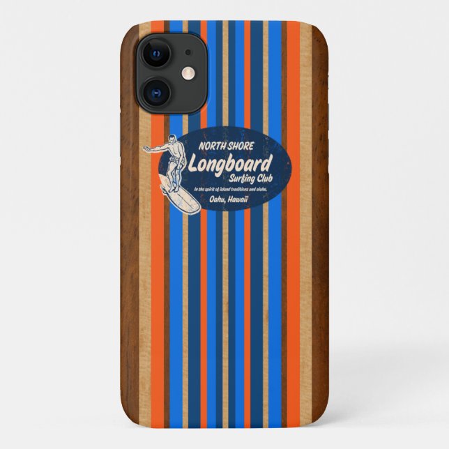 Pipeline Surfboard Hawaiian Stripes Royal Blue Case-Mate iPhone Hülle (Rückseite)