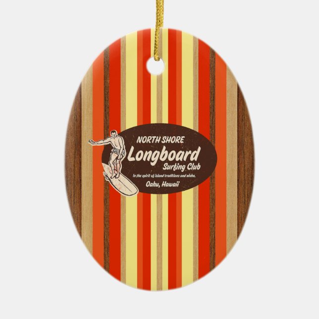 Pipeline Vintag Surfboard Ornament (Vorne)