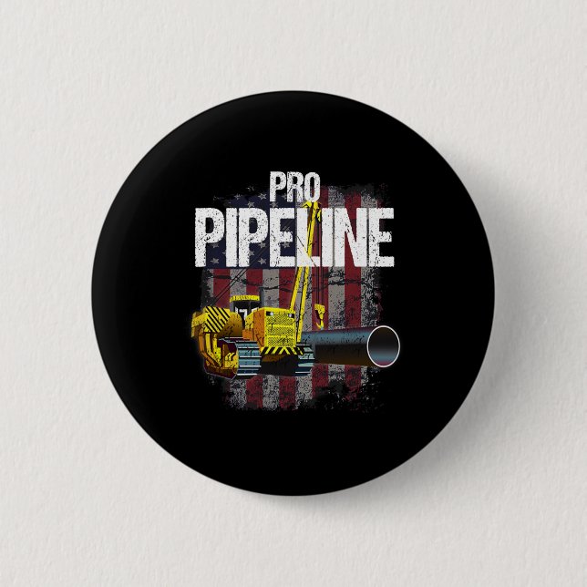 Pipeline Welders Usa Flag Side Boom Pipe Trump Gif Button (Vorderseite)