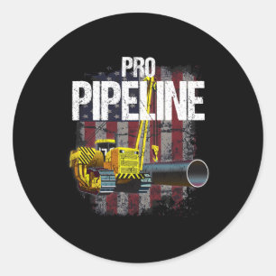 Pipeline Welders Usa Flag Side Boom Pipe Trump Gif Runder Aufkleber