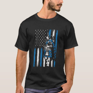 Piper auf US-Flagge Bagpiper Bagpipe Bagpipe Playe T-Shirt