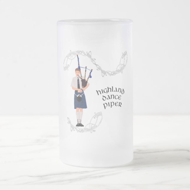 PIPER Blue Kariert Mattglas Bierglas (Mittel)