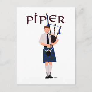 PIPER Blue Kariert Postkarte